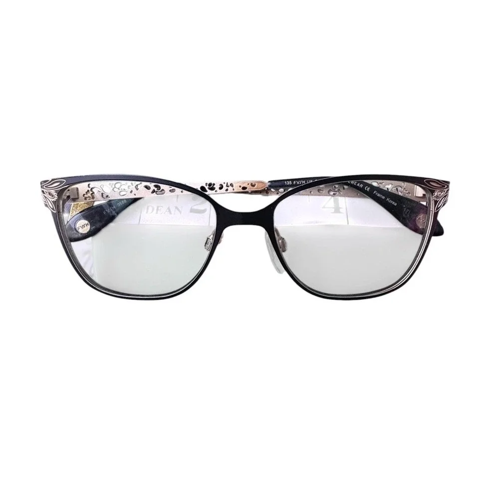 Kliik Denmark Women's Eyeglass‎ Frames Cat Eye Black/Gold Cutout Design W/ Case